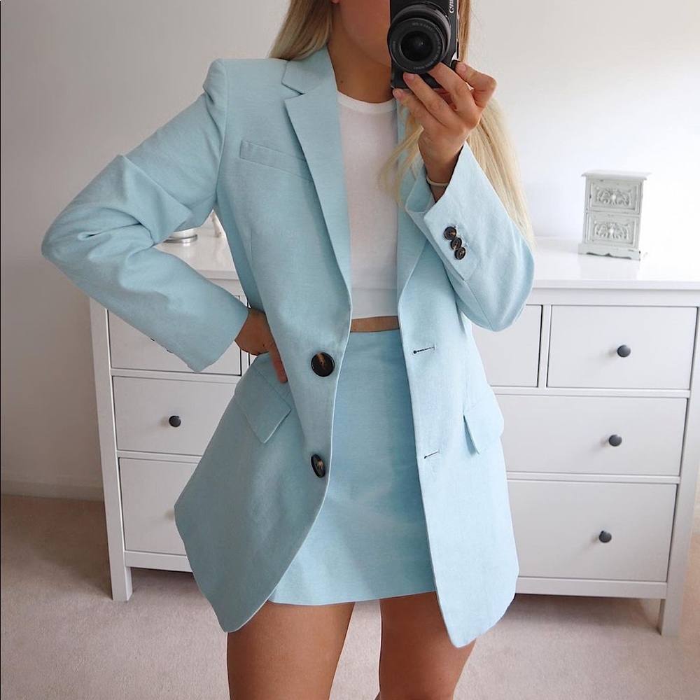 Zara New turquoise long blazer